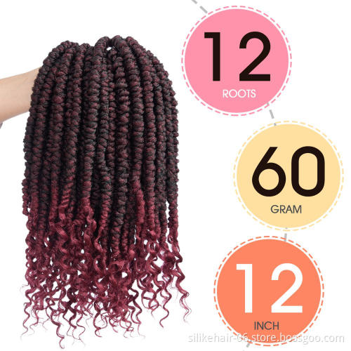 12 inch Spring Twist Hair Braiding 12 Root/packs Passion Twist Hair Senegalese bomb Twist Curly Crochet Hair Extensions